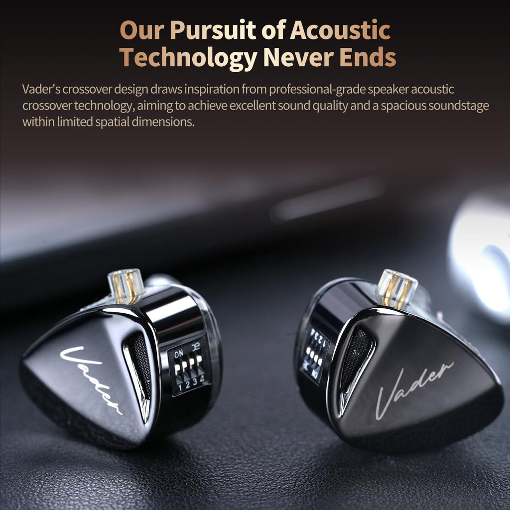 KZ-Vader Triple Dynamic Driver Wired IEM Earphones – 3.5mm Hi-Fi In-Ear Monitors with 4-Level Tuning, Detachable 0.75mm Cable