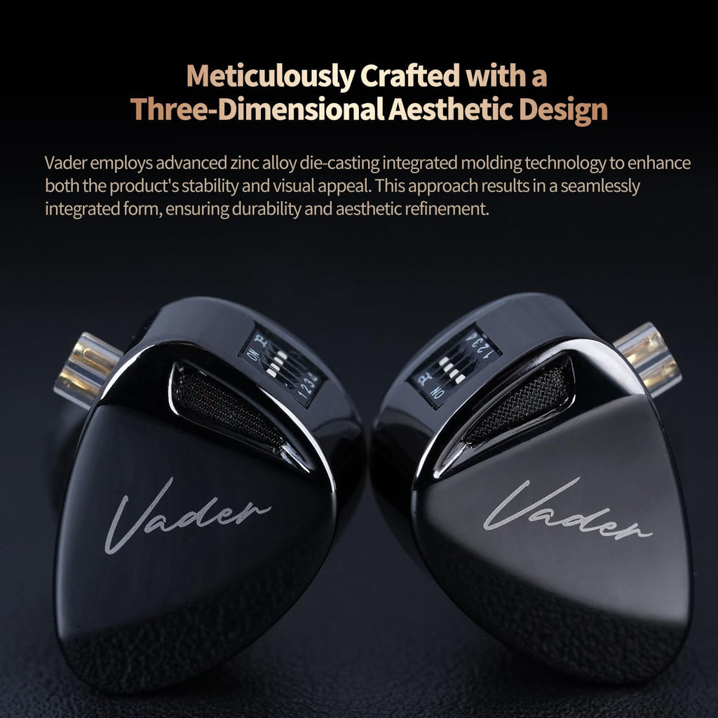 KZ-Vader Triple Dynamic Driver Wired IEM Earphones – 3.5mm Hi-Fi In-Ear Monitors with 4-Level Tuning, Detachable 0.75mm Cable